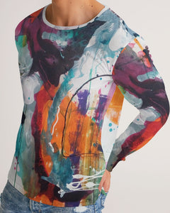 Men's Abstract Rust Long Sleeve Top - FO